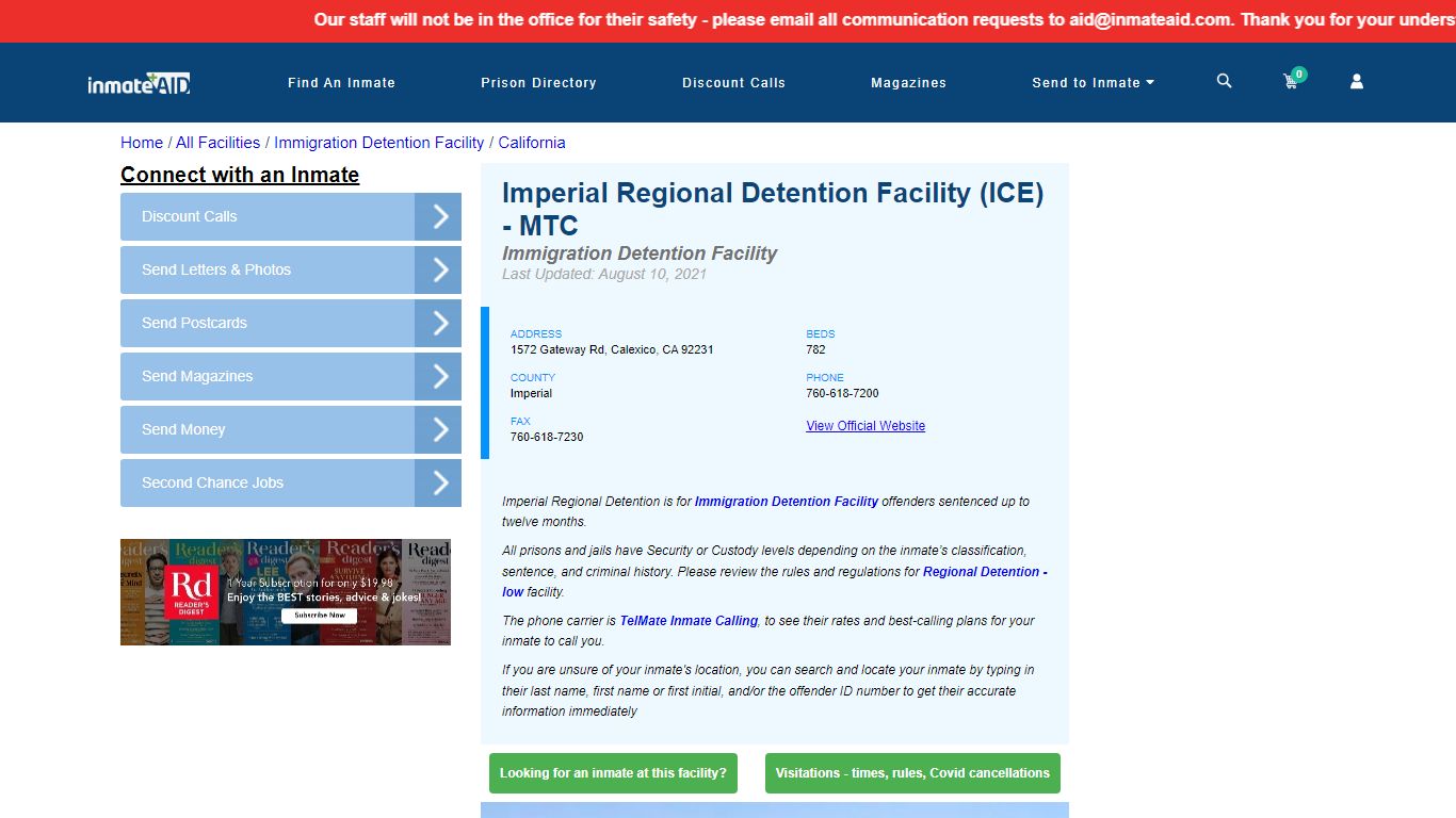 Imperial Regional Detention Facility (ICE) - MTC - Inmate ...