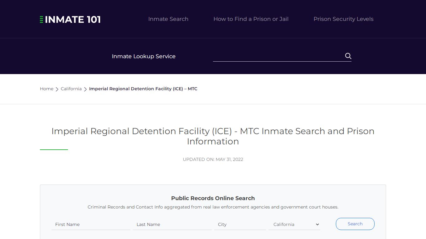 Imperial Regional Detention Facility (ICE) - MTC Inmate ...